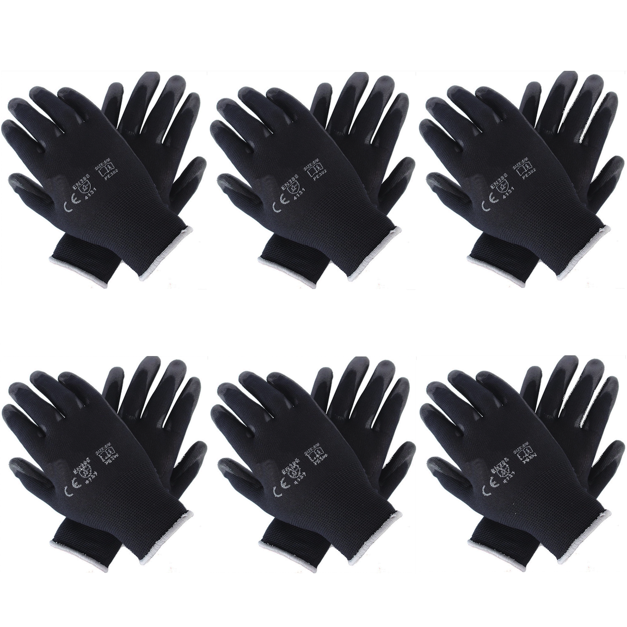 klebemeister® PU Nylon Handschuhe ⎥ grau, weiß, schwarz