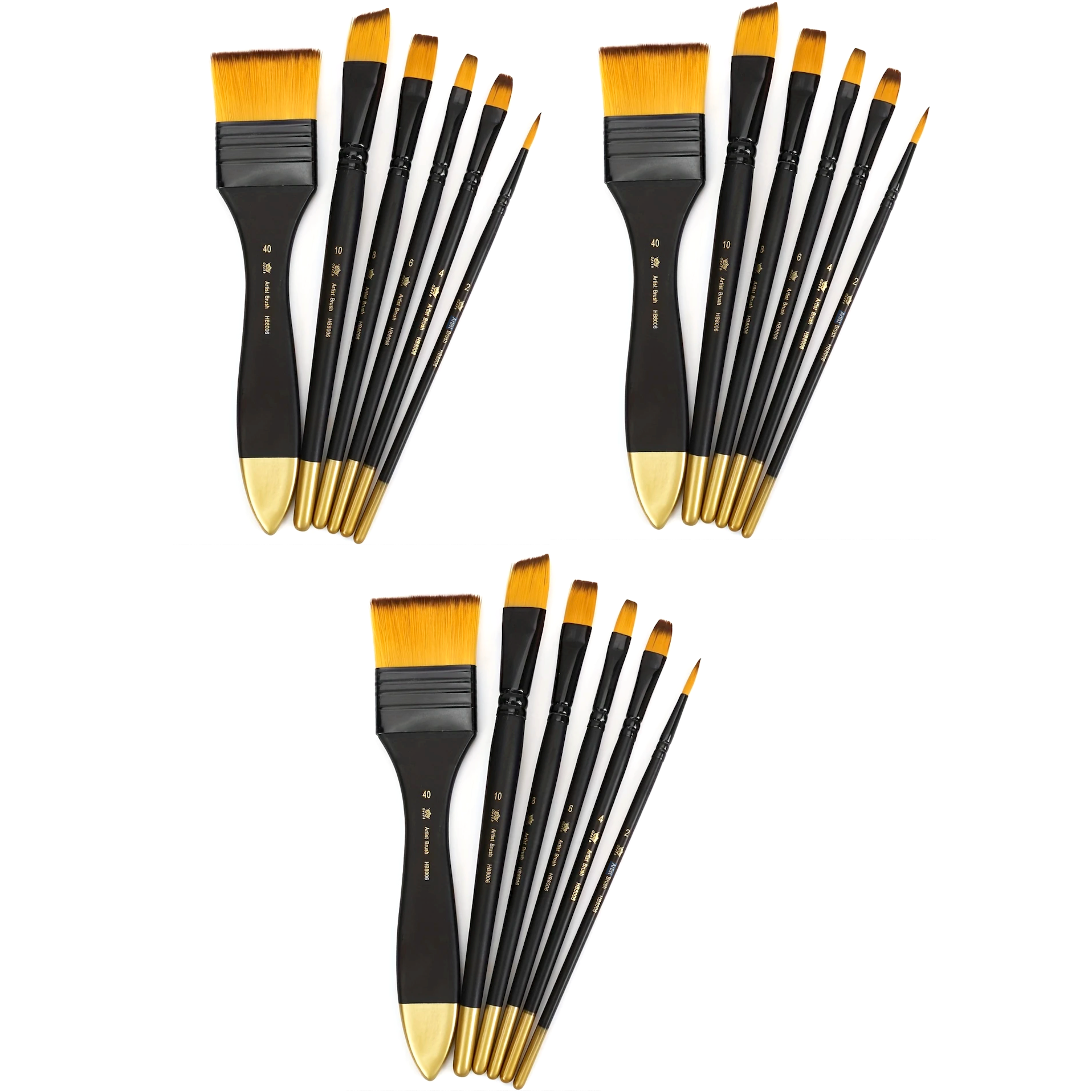 Pinselset (6-tlg) für Acryl-/Öl-/Wasserfarben