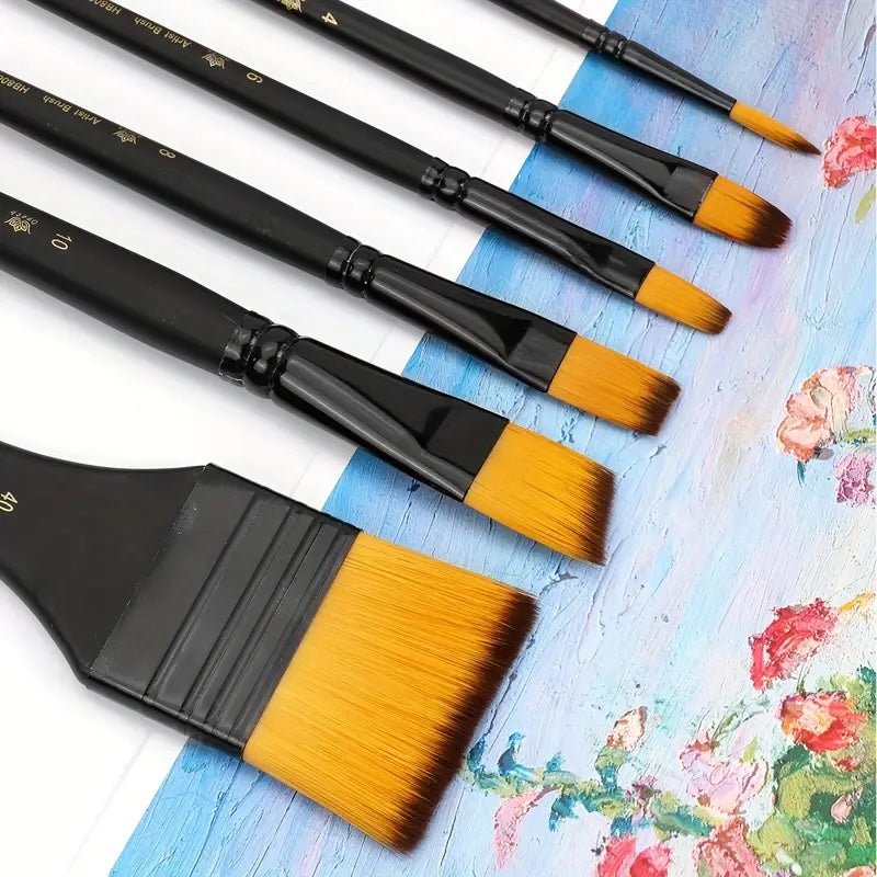 Pinselset (6-tlg) für Acryl-/Öl-/Wasserfarben