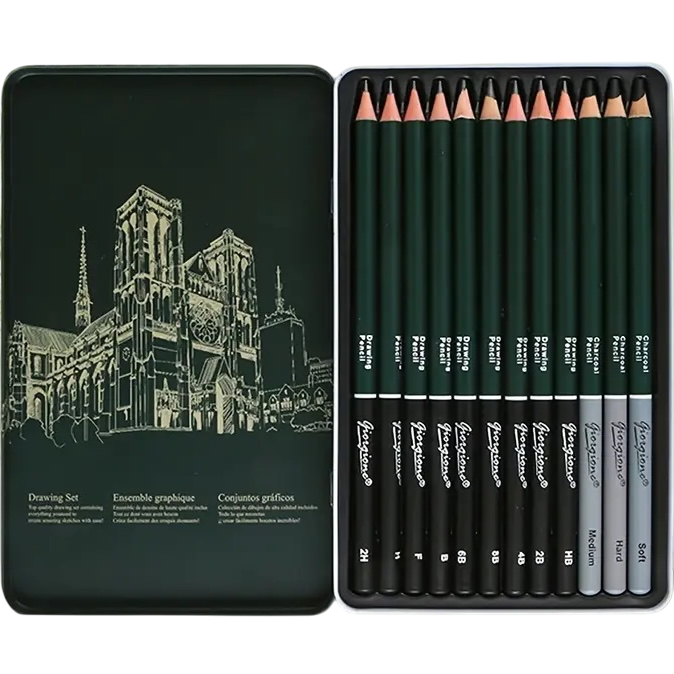 Premium Zeichenbleistift-Set, 12-tlg