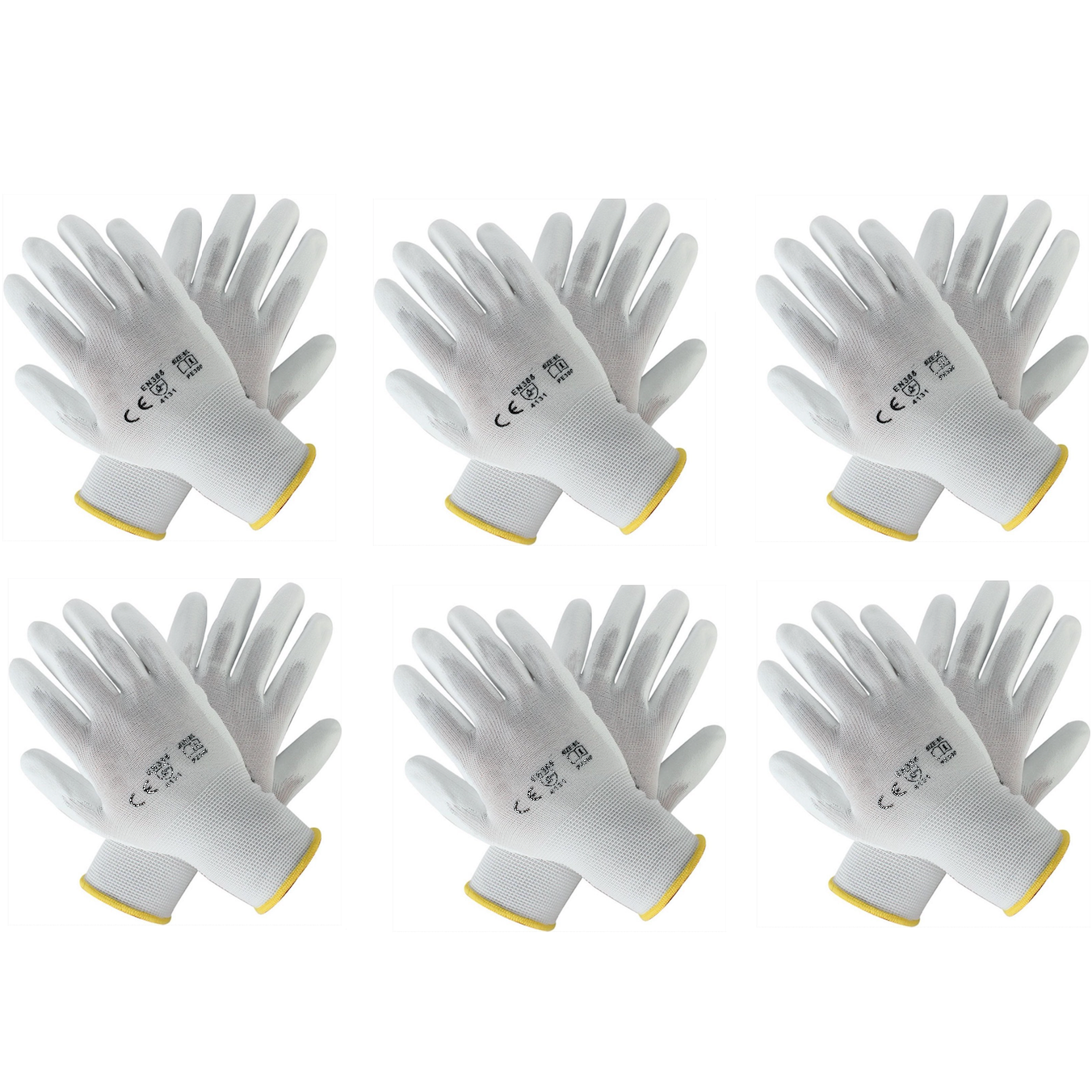 klebemeister® PU Nylon Handschuhe ⎥ grau, weiß, schwarz