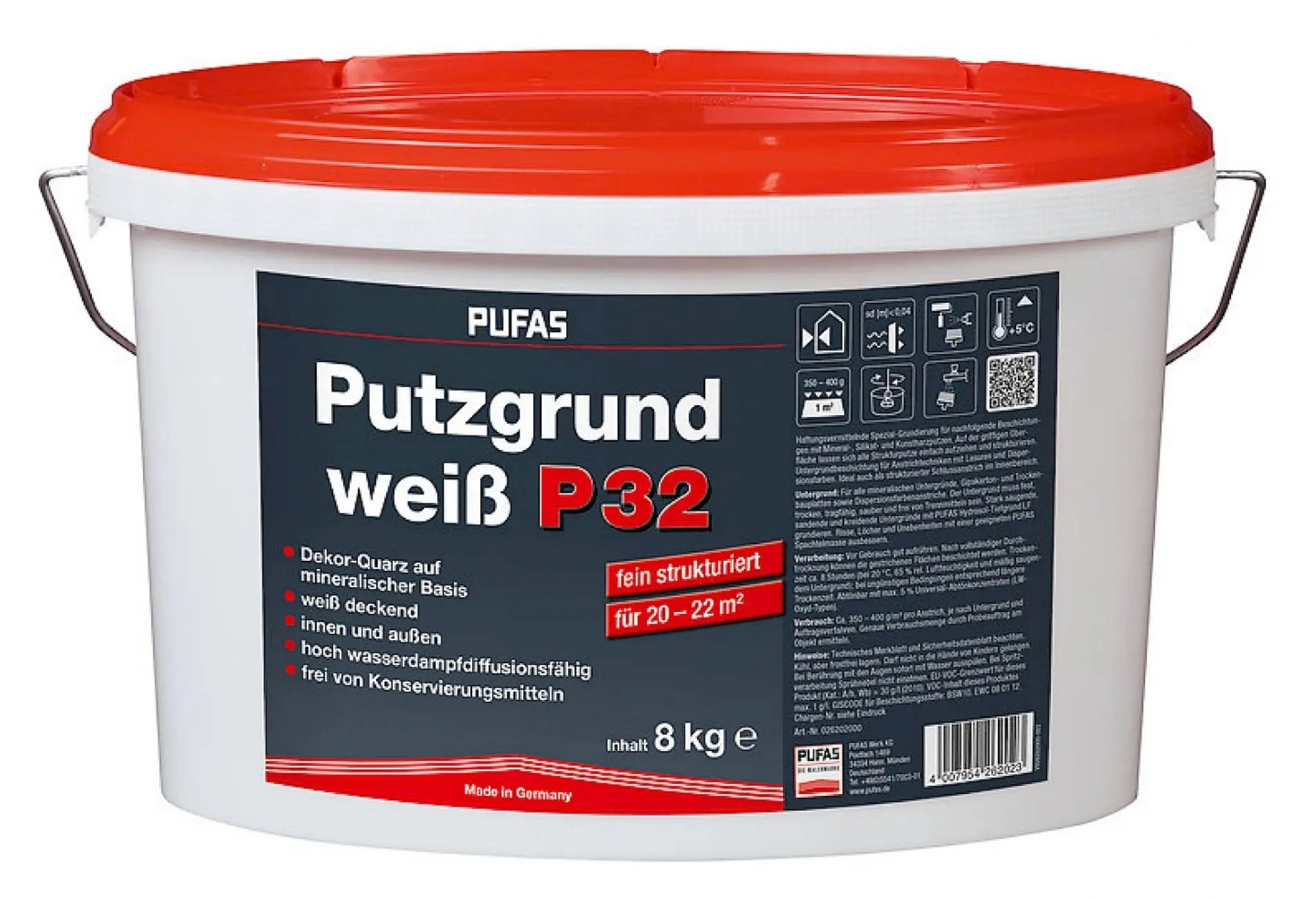 PUFAS Putzgrund weiß P32 fein | für Innen & Außen