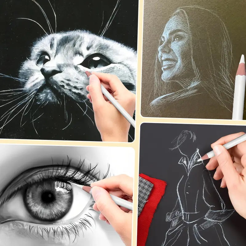 Weißkohle-Stifte, 3-tlg (weich/mittel/hart)