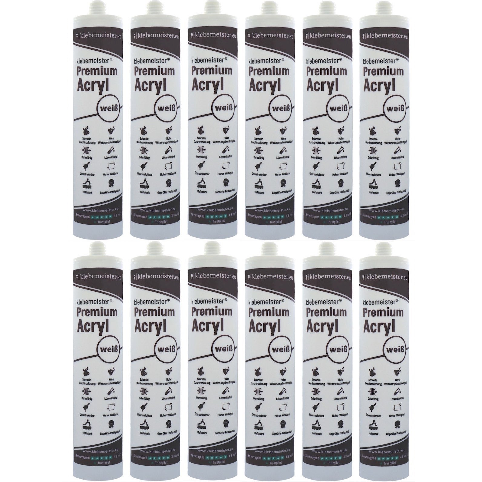 (AKTIONSRABATT) 12x klebemeister® Premium Acryl