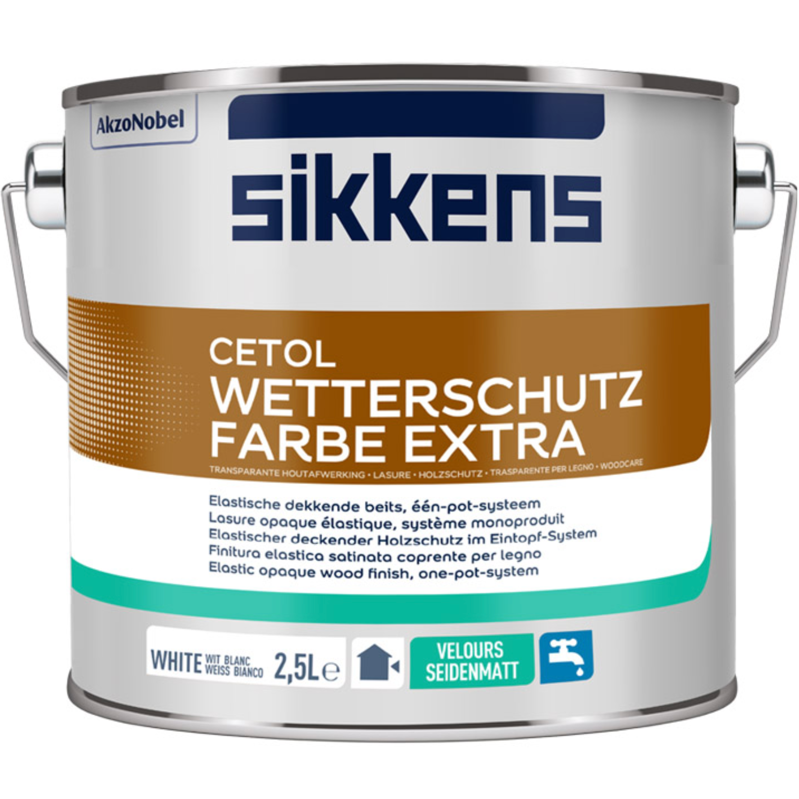 Sikkens Cetol Wetterschutzfarbe Extra (weiß) 2,5 Liter | Elastischer, deckender Holzschutz