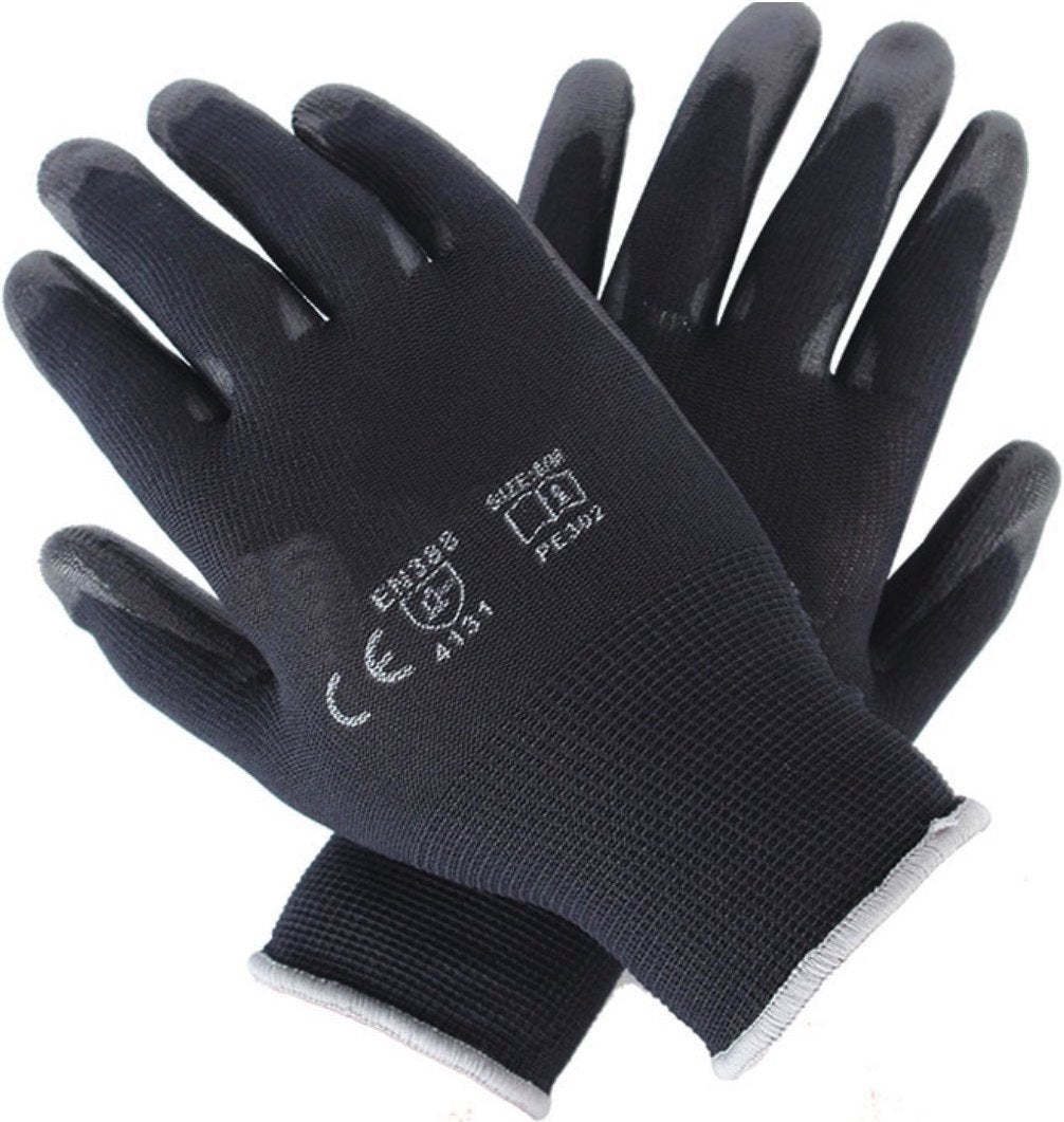 klebemeister® PU Nylon Handschuhe ⎥ Standard (schwarz) ⎥ 12er Pack