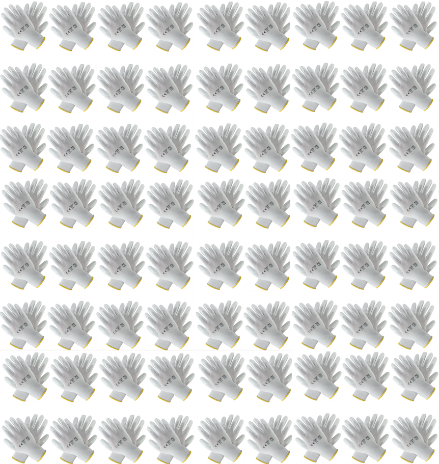 klebemeister® PU Nylon Handschuhe ⎥ weiß ⎥ 12er Pack