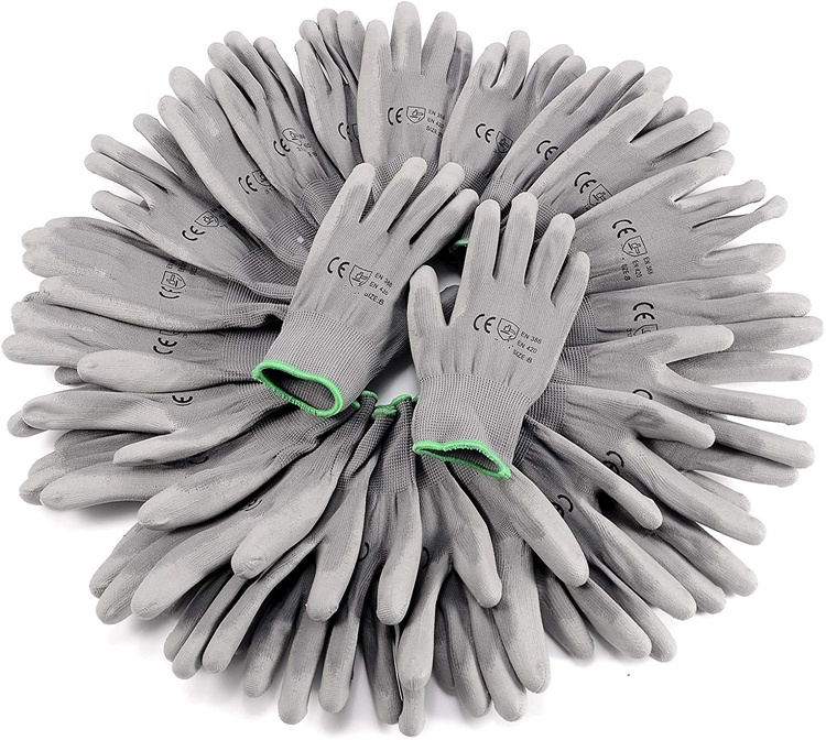 handschuhe zum streichen Arbeitshandschuhe PU Nylon Handschuhe ⎥ grau, weiß, schwarz