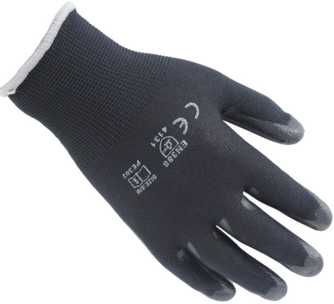 klebemeister® PU Nylon Handschuhe ⎥ Standard (schwarz) ⎥ 12er Pack