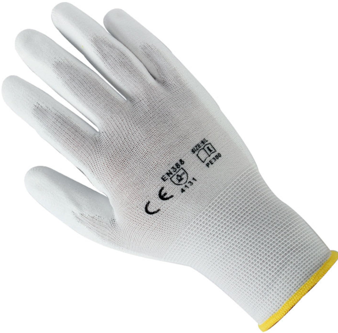 klebemeister® PU Nylon Handschuhe ⎥ weiß ⎥ 12er Pack