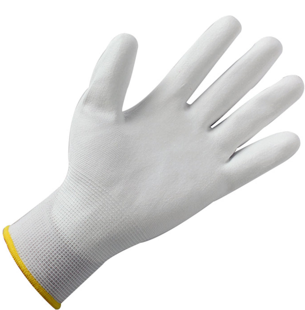 klebemeister® PU Nylon Handschuhe ⎥ weiß ⎥ 12er Pack