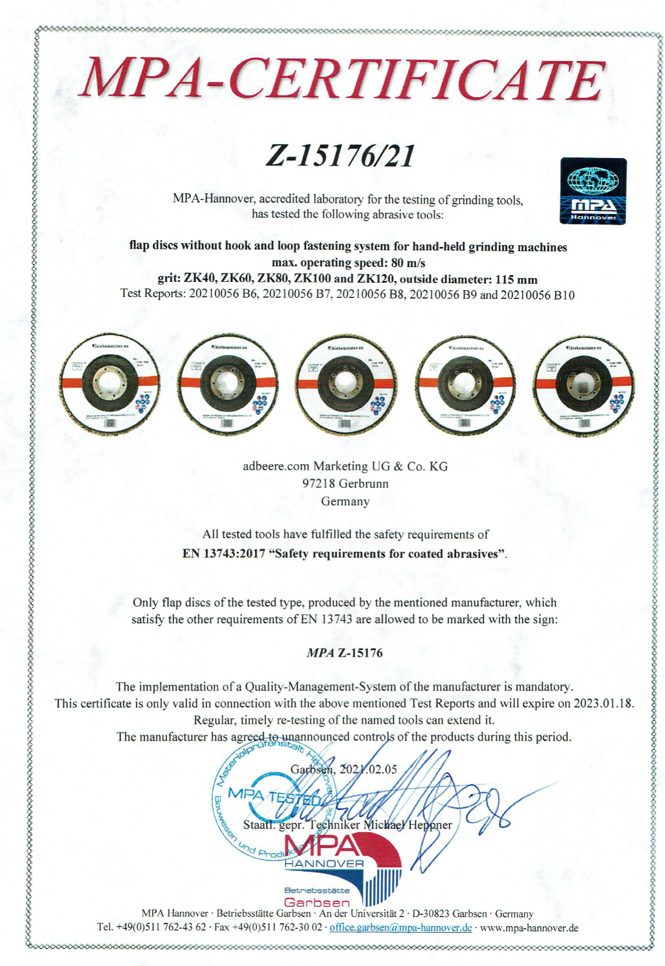 (AKTIONSRABATT) 15x Fächerscheiben (∅115mm, blau)