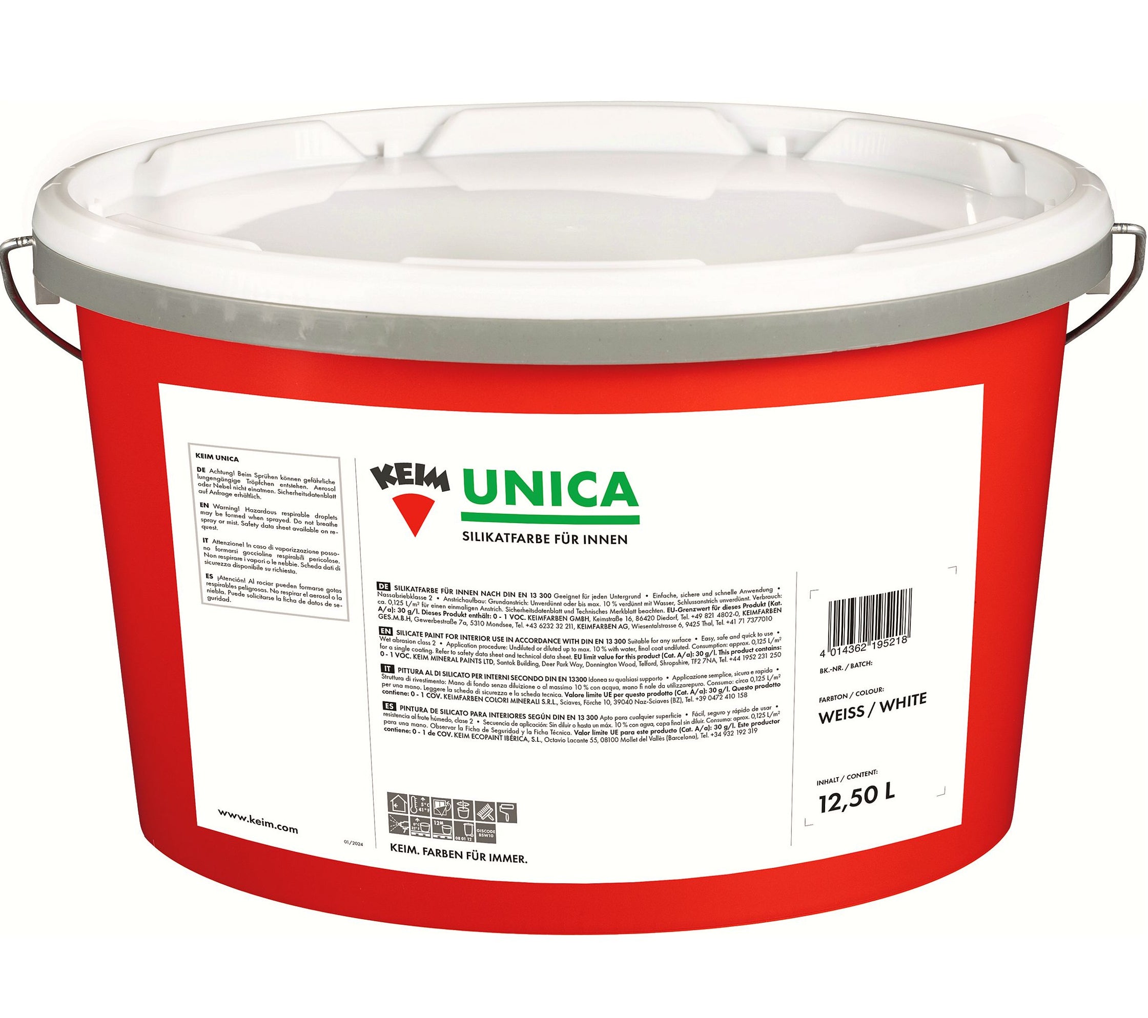 KEIM® Unica Silikatfarbe für Innen (weiss) 12,5l |  Innenfarbe für mineralische Anstriche