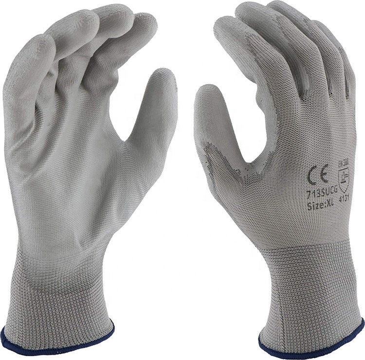 12x klebemeister® Nylon PU Handschuhe, grau